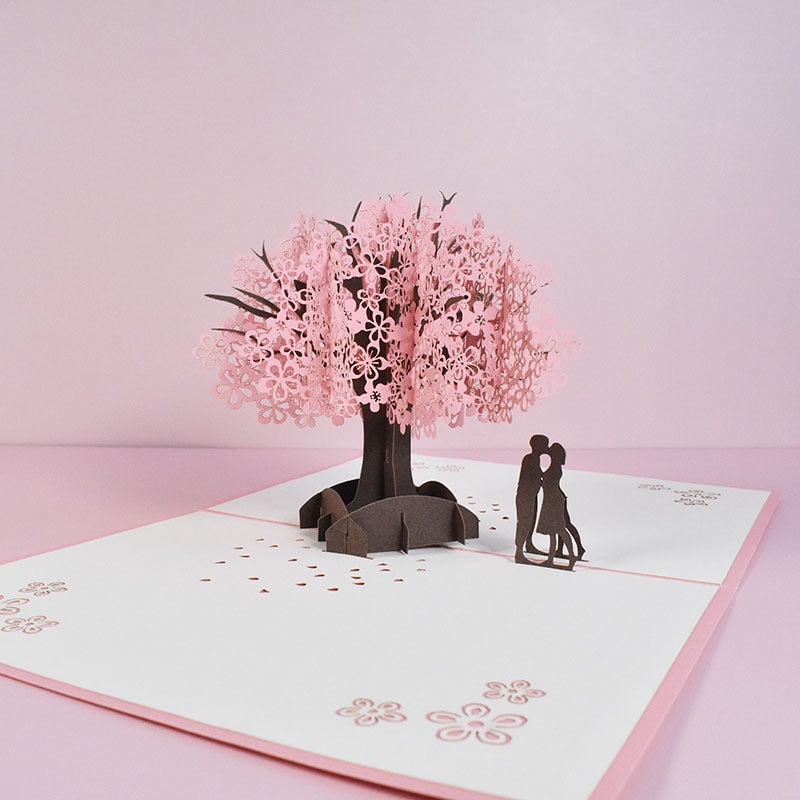 Innovative Valentine'S Day Greeting Card Love Blessing Handmade 3D Stereo Card Couple Cherry Blossom - Image 4